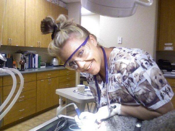 Vicki Oler working in the clinic